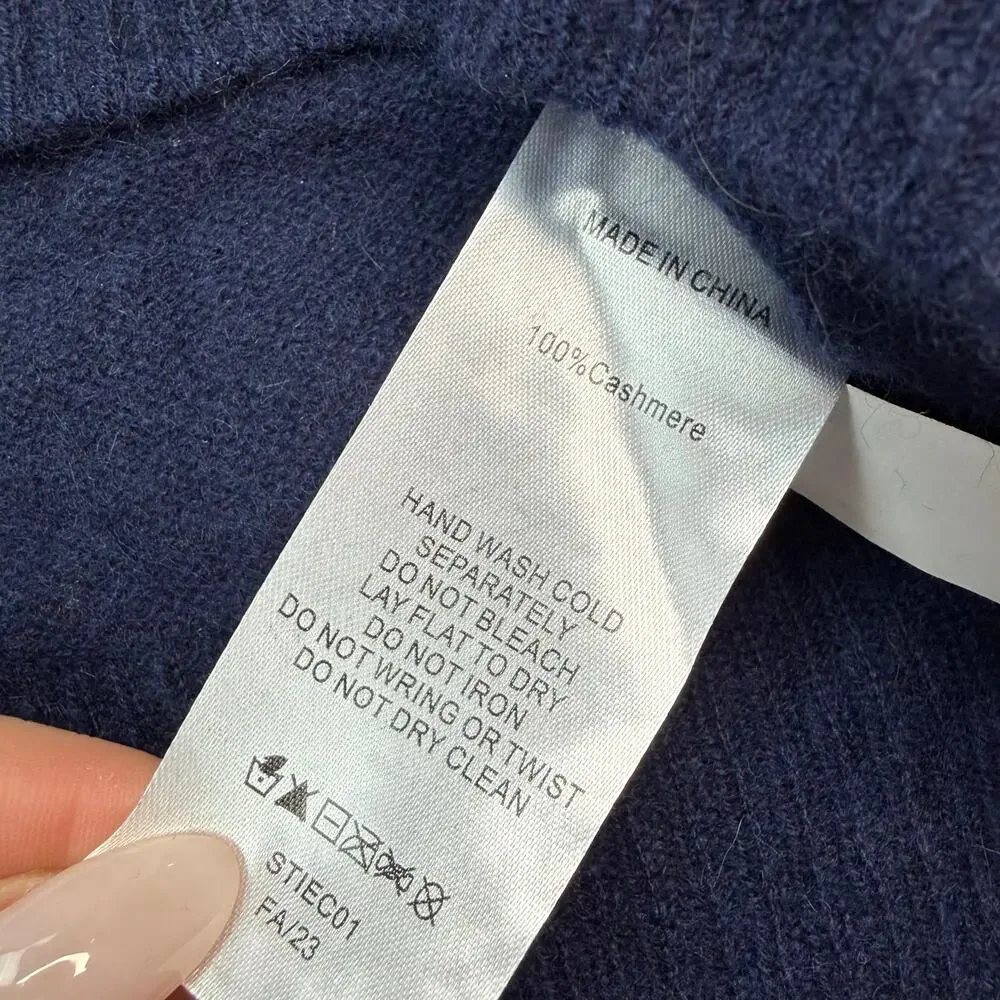 Quince Mongolian Cashmere Boatneck Sweater Navy Size L NWT Quiet Luxury - Picture 10 of 12